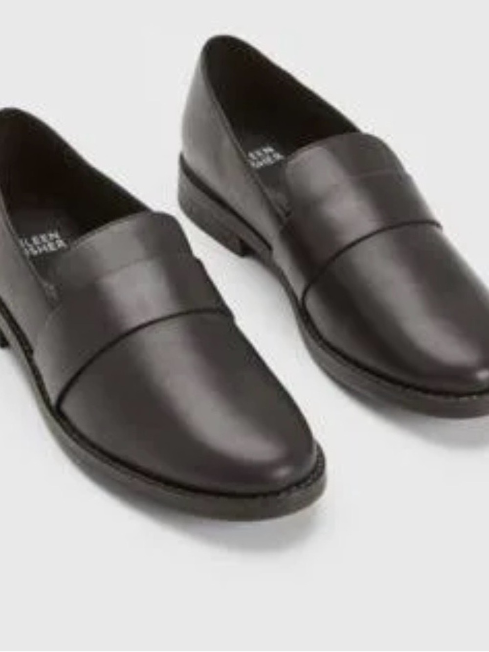 Eileen Fisher Hayes Black Smooth Leather Loafer Size 7.7